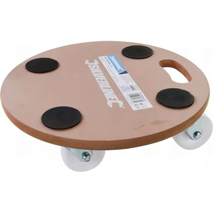 Silverline 739663 Rolluntersetzer, rund, MDF mit 250 kg Tragfähigkeit, 4 stabile Nylon-Lenkrollen