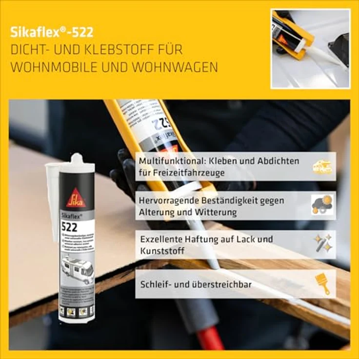 Sika Sikaflex-522 Dichtstoff, schwarz, UV-stabil und witterungsbeständig, 300 ml – Bild 3