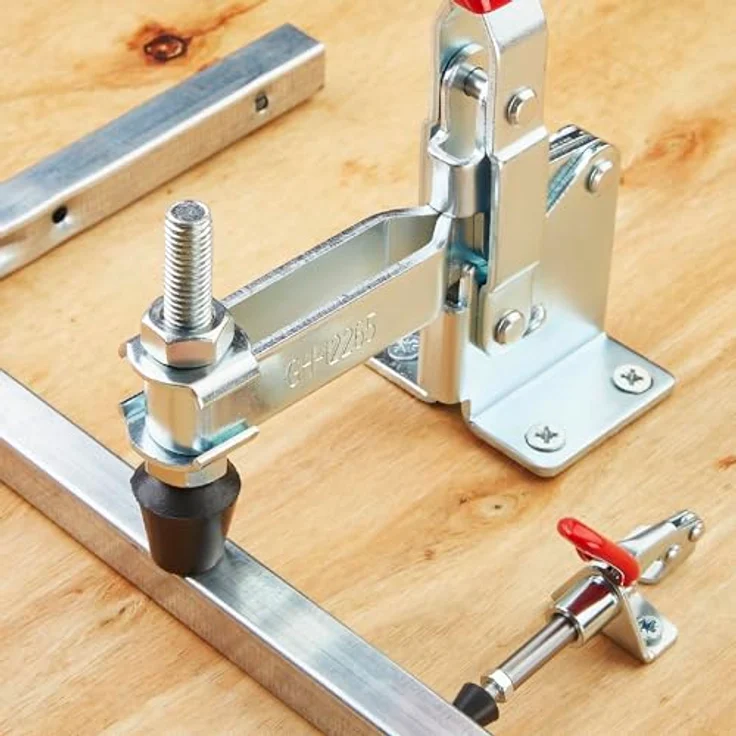 SO-TECH Kniehebelspanner Kniehebelklemme, Haltekraft bis 340 kg, verzinkt, 4 Stück, rot – Bild 2