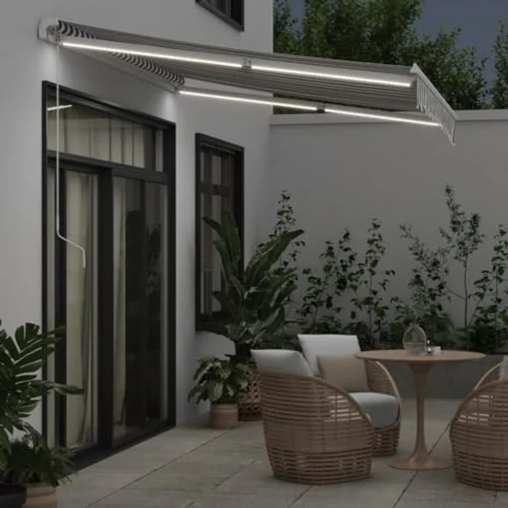 vidaXL Markise mit LED-Beleuchtung Manuell Anthrazit & Weiß 300x250 cm, Wasserfester Stoff, Einfach zu bedienen, Vielseitige Einsatzmöglichkeiten – Bild 3