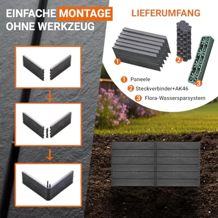 Garantia Hochbeet 2L Stone, inkl. FLORA, 160 x 80 x 75 cm, anthrazit, mit Flora Wasserspeichersystem – Bild 4