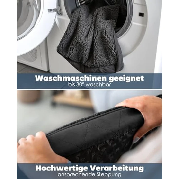 lionto Hundebett orthopädisch, 91x69x8 cm, robuster Plüschbezug, abnehmbar & waschbar, wasserabweisend, schwarz, geeignet für kleine & große Hunde + Katzen – Bild 4