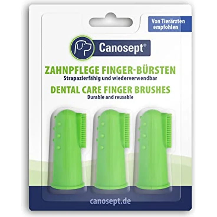 Canosept Fingerlinge Hunde Zahnpflege 3 Stück - Zahnpflege Hund - Zahnsteinentferner Hund - Hundezahnbürste - Zur Reinigung & Hunde Zahnpflege - Mundgeruch Hund - optimale Hunde Zahnpflege