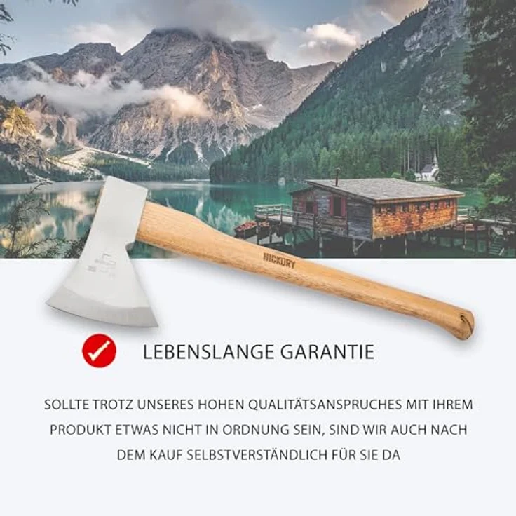 Böker Plus Axt Appalachian Axe Big, 1055 Kohlenstoffstahl, 600 g Kopfgewicht, 48 cm Hickoryholzstiel – Bild 6