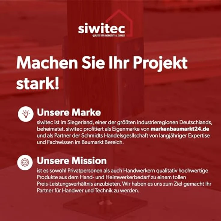 siwitec U-Pfostenträger höhenverstellbar 150 - 190 mm, verzinkt zum Aufschrauben, für Holzpfostenstärken von 71 bis 161 mm – Bild 7