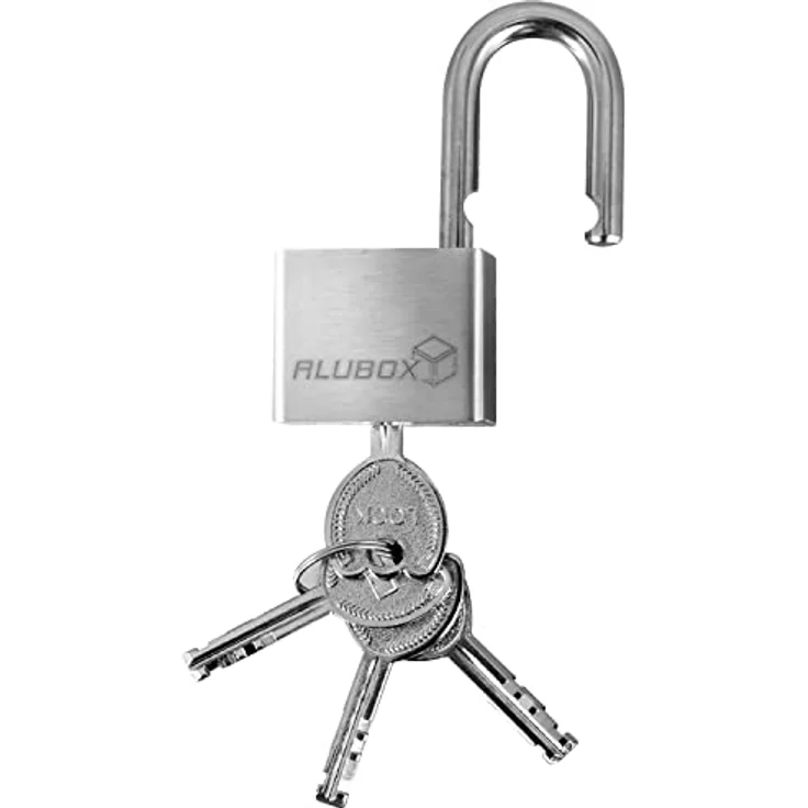 Alubox Vorhängeschloss Edelstahl, 40 mm mit 4 Schlüsseln und Bügelstärke 7 mm – Bild 3