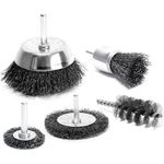 S&R Drahtbürste Set für Bohrmaschinen, gewellter Stahldraht - Rundschaft 6mm, Winkelschleifer, Flex, 5-tlg, für Sicheres entrosten, entgraten, abtragen, schleifen, Farbe: 5-tlg.