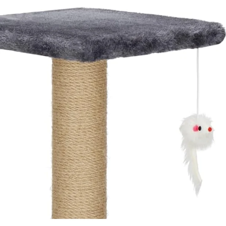 SPRINGOS Katzenkratzbaum mit Häuschen, 2 Plattformen und Spielmäusen, 62 cm, graphit – Bild 5