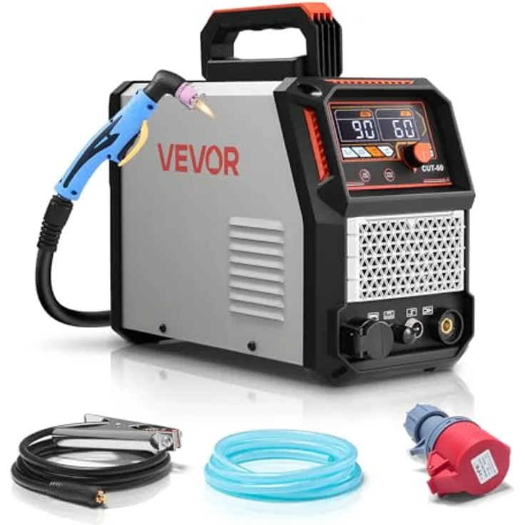 VEVOR Plasmaschneider 60 A, IGBT-Wechselrichter mit Digitalanzeige, 2T/4T-Funktion & einstellbarer PA/PT-Zeit für industriellen Einsatz (400 V 3-Phasen)