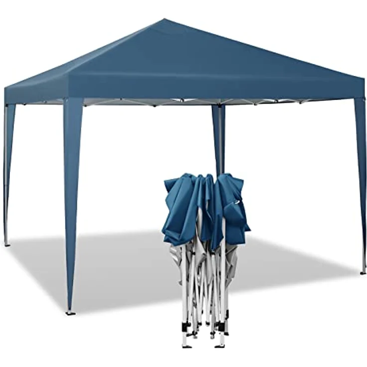 WOLTU Pavillon Pop-Up wasserdichter Faltpavillon Sonnenschutz Event Pavillon Gartenpavillon auf Terrasse Camping Festival Pagodenzelt aus Oxford Metallrahmen 3 x 3 m Blau PVL0002bl – Bild 1