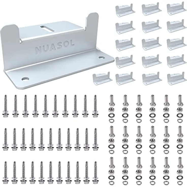 NuaSol NuaFix 16x Z-Winkel aus Edelstahl & Aluminium, witterungsbeständig, 2mm Stärke für Photovoltaik Solarmodule Montagelösungen