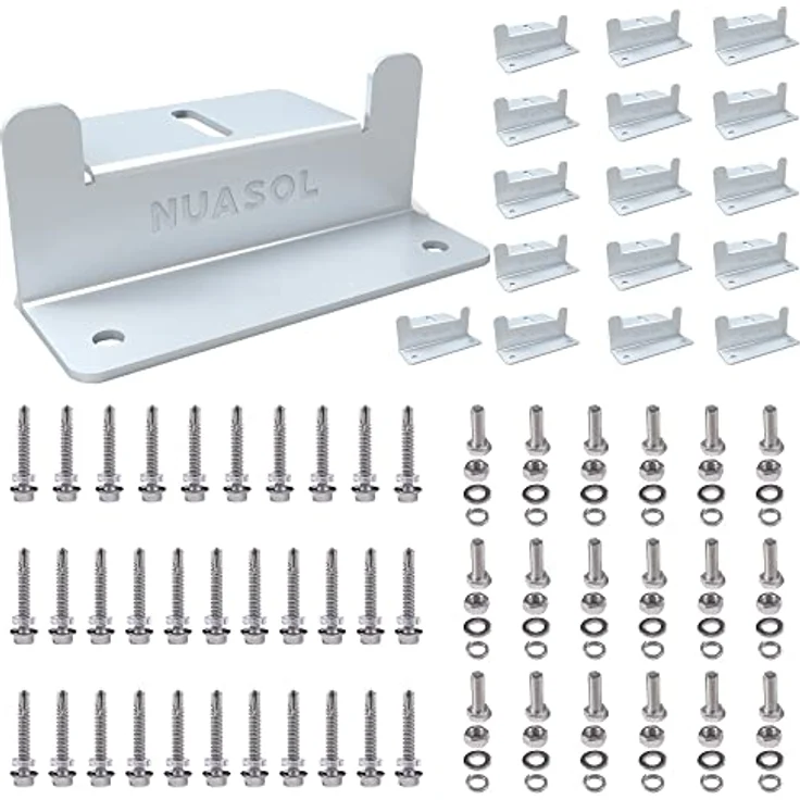NuaSol NuaFix 16x Z-Winkel aus Edelstahl & Aluminium, witterungsbeständig, 2mm Stärke für Photovoltaik Solarmodule Montagelösungen – Bild 1