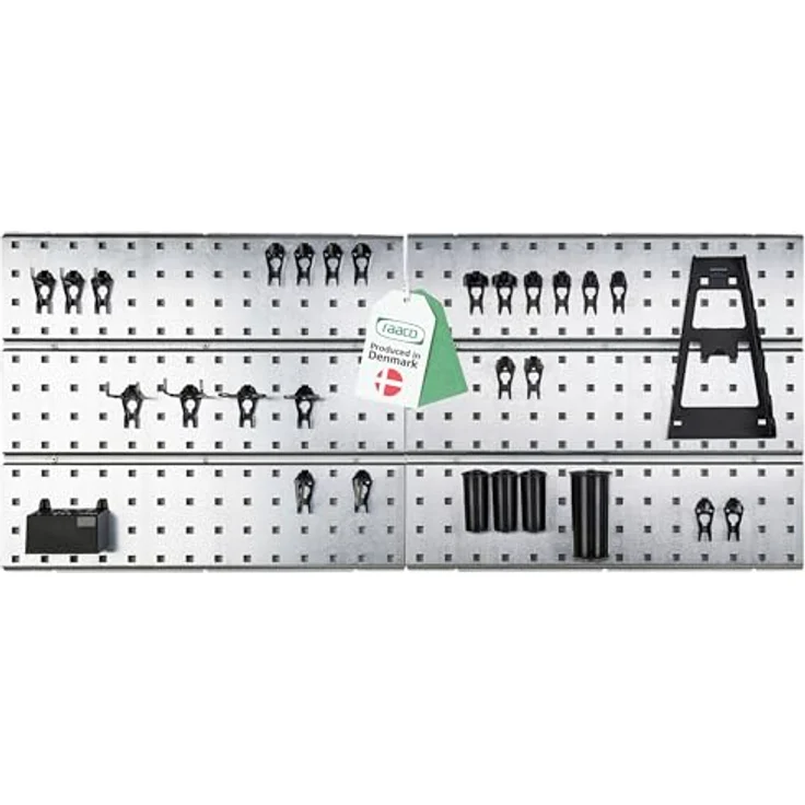 Raaco 2 TWP Set, verzinkte Werkzeugwand mit 28 SuperClips, 104 x 88 cm, 150 kg Tragfähigkeit, erweiterbares Ordnungssystem für Werkstatt, Garage & Hobbyraum – Bild 1