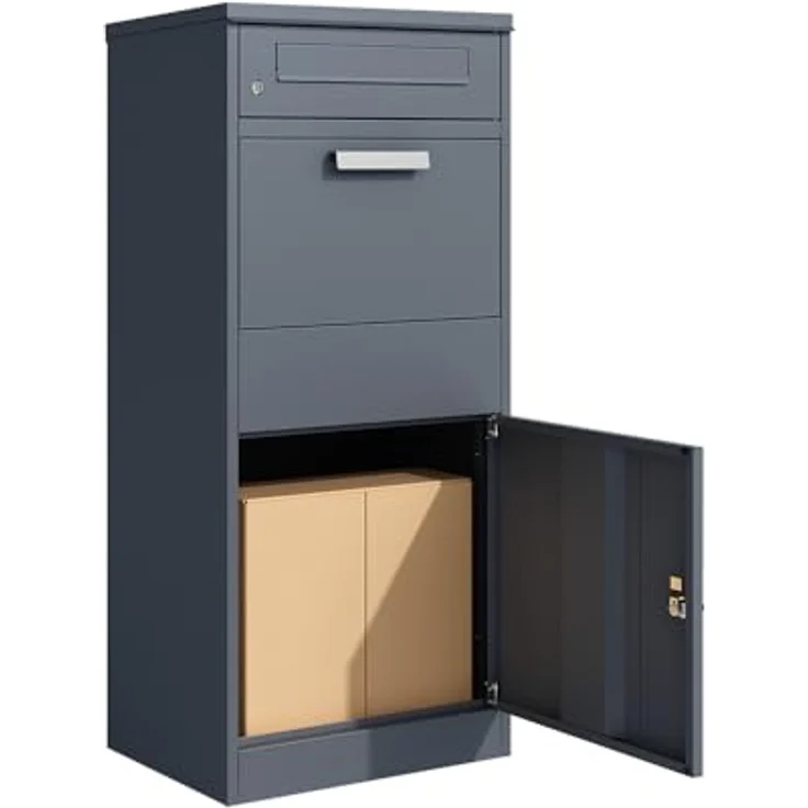 WESTMANN Stahl Paketbox Pedro | Anthrazit | 66 Liter Volumen, mit abnehmbarem Pflanzkasten – Bild 2