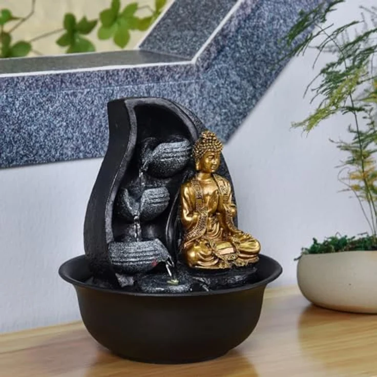 Zen Light Praya Zimmerbrunnen mit Pumpe und LED-Beleuchtung, Kunstharz, Einheitsgröße – Bild 15