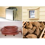 Weka Saunaofen-Set 'BioS 9,0 kW', Saunaofen für Fasssauna bis 14 m³, 4 Leistungsstufen, inklusive Außensteuerung, 12 kg Saunasteine