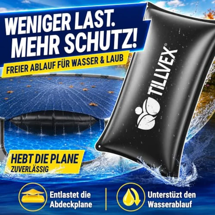 tillvex® Poolkissen Winter XXL 200x400cm, Luftkissen zur Poolabdeckung mit 12m Seil & Reparaturkit, frost- & chlorbeständig bis -20°C, inkl. Schraubventil – Bild 3