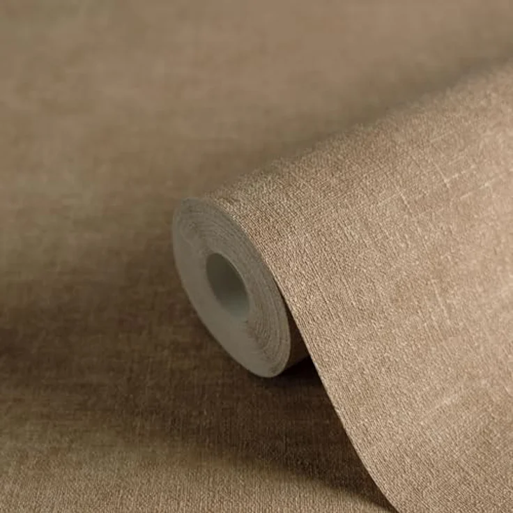 A.S. Création Smart Surfaces Einfarbige Vliestapete in Textiloptik, 10,05 m x 0,53 m - Braun, Beige, hochscheuerbeständig, ansatzfreier Rapport, Made in Germany – Bild 2
