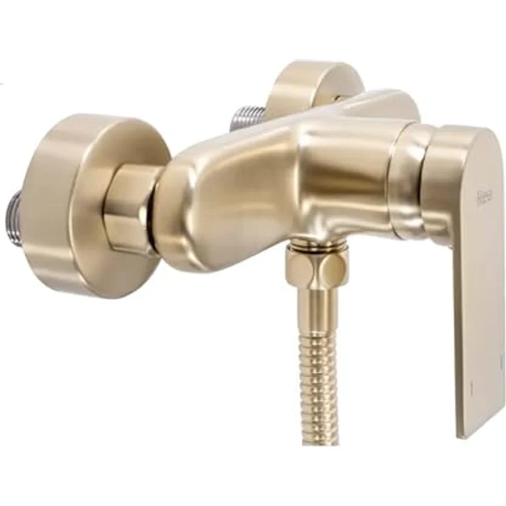 Rea Duscharmatur VERSO GOLD, Einhebel Brausebatterie mit Duschkopf aus Messing für Bad (Gold) – Bild 2