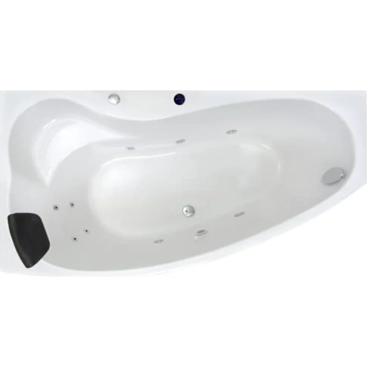 Basera® Whirlpool-Badewanne Formentera Links 160 x 90 cm, LED, 9 Massagedüsen, Komplett-Set, Hochglanz Weiß – Bild 3