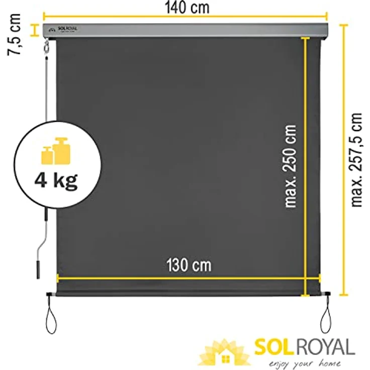 Sol Royal Senkrechtmarkise SolVision MS5 140x250 cm anthrazit – Bild 3