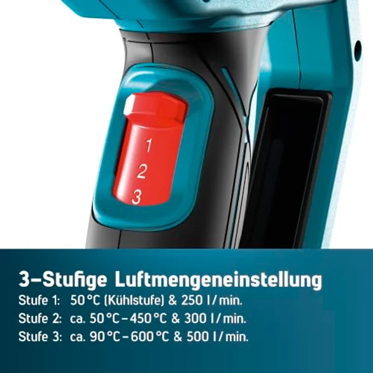 NOVUS TOOLS Heißluftpistole H-200, 50-600°C, 2 kW, mit Mikanitheizung und 2-stufiger Luftmengenregelung – Bild 3