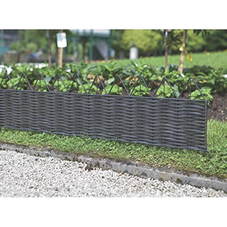 Windhager Beetumrandung PVC Rattan, Beeteinfassung in dunkler Rattan-Optik, LxH: 100x35 cm, pulverbeschichteter Metallrahmen – Bild 5
