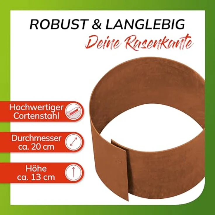 bellissa Rasenkante Kreis Corten 13 cm x Ø 20 cm – Bild 4