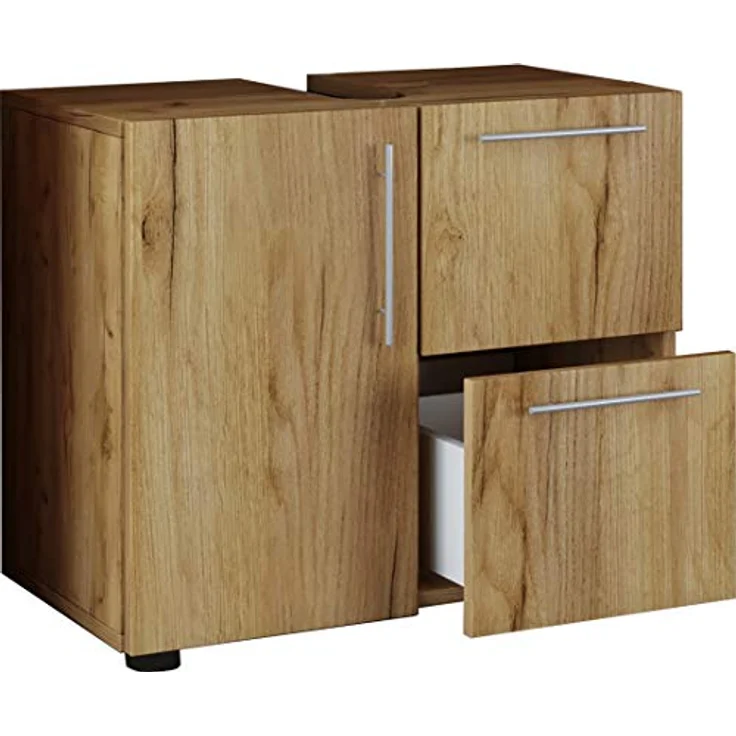VCM Badmöbel Badunterschrank Waschbeckenunterschrank Badezimmer Flandu Schublade Honig-Eiche – Bild 2