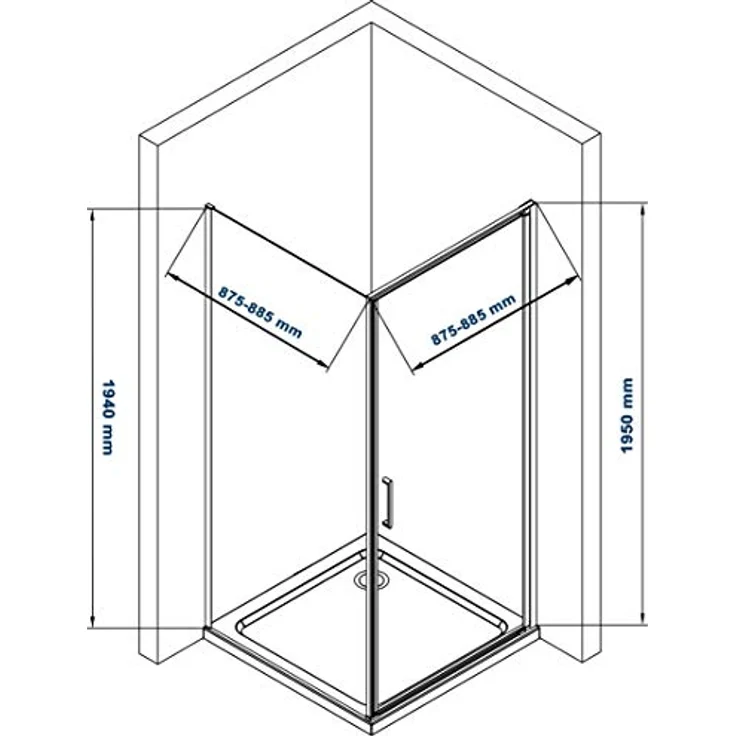 Bernstein Eckdusche EX416S, Nano ESG-Sicherheitsglas, 90x90x195 cm, Chromprofil – Bild 8