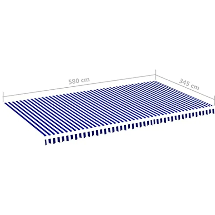 DELUKE Markisenbespannung Markisenstoff Wasserabweisend Reißfest | Blau-Weiß, 600x350cm Rahmen | Sonnenschutz Markisentuch PU-Beschichtet – Bild 2
