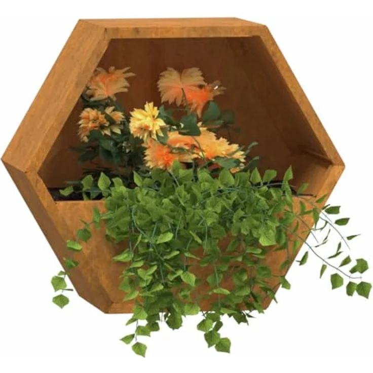 vidaXL Wand-Pflanzkübel, 2er Set aus rostigem Cortenstahl, 30x10x25 cm – Bild 4