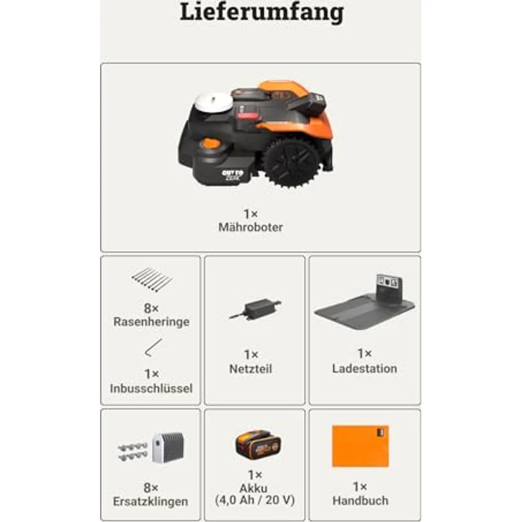 Worx Mähroboter 'Landroid Vision Cloud WR318E', RTK Cloud Positionierung, für Rasenflächen bis 1800 m², KI-gestützte Kartierung, V-SLAM-Technologie, schnitthöhenverstellbar – Bild 8