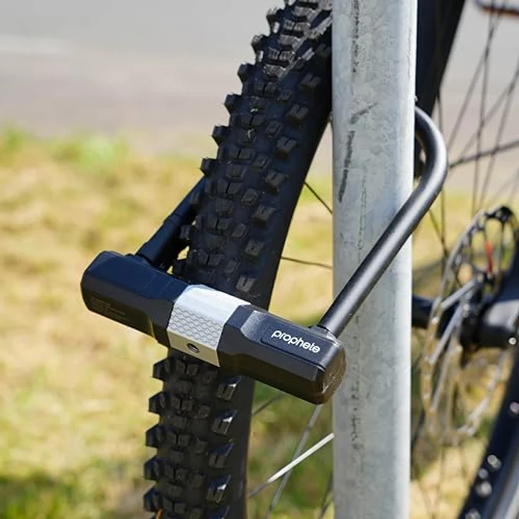 Prophete Bügelschloss, 12 mm starkes Schloss mit Gummiummantelung und Rahmenhalterung, schwarz – Bild 7