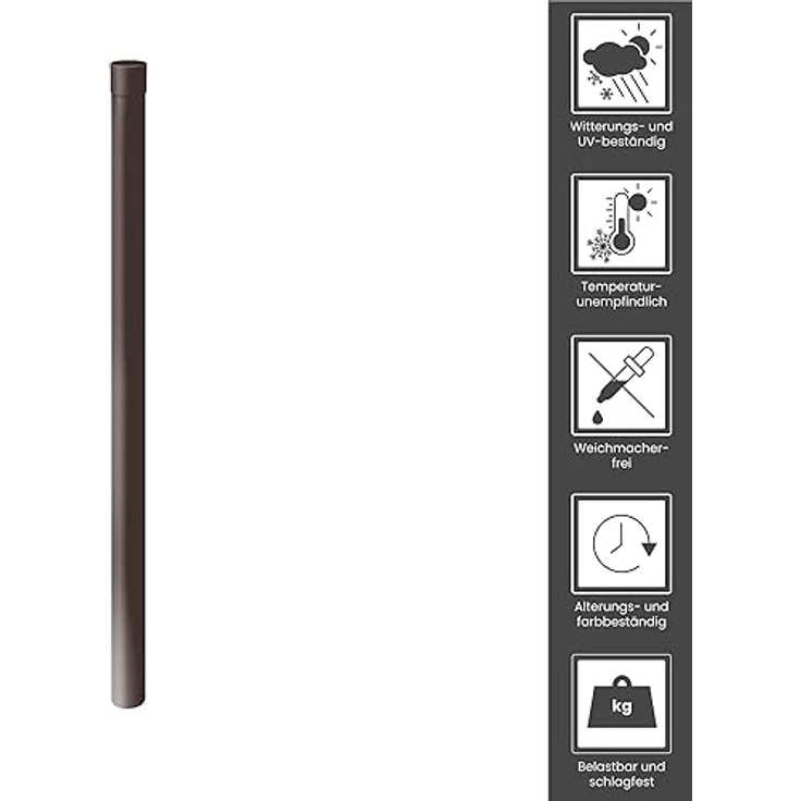 INEFA Regenrinnen Fallrohr DN 100, 100cm, PVC Dunkelbraun, witterungsbeständig mit Steckmuffe für Regenwasserableitung – Bild 8