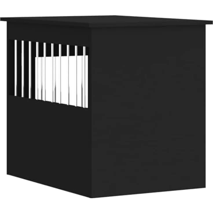 vidaXL Hundekäfig im Möbelstil, Abschließbar Hundebox mit Tür, Hundehütte Beistelltisch mit 2-in-1-Funktion, Hundehaus Haustierkäfig, Schwarz 55x75x65 cm Holzwerkstoff – Bild 5