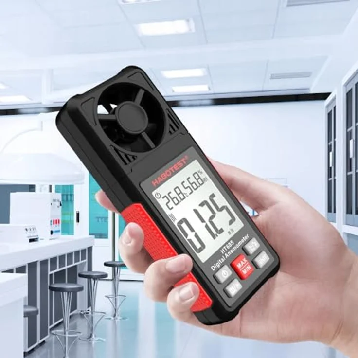 Habotest HT605, Digital Anemometer mit 8-flügeliger Messmühle, Windgeschwindigkeits- und Temperaturmessung – Bild 1