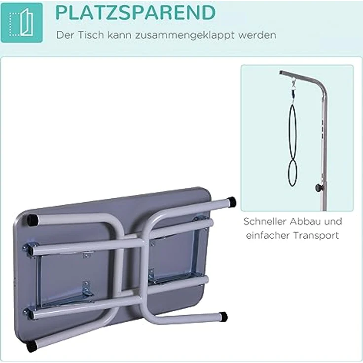 Pawhut Trimmtisch klappbar Tierpflegetisch Schertisch Pflegetisch für Hunde Katzen Metall Schwarz 81 x 48,5 x 80 cm – Bild 5