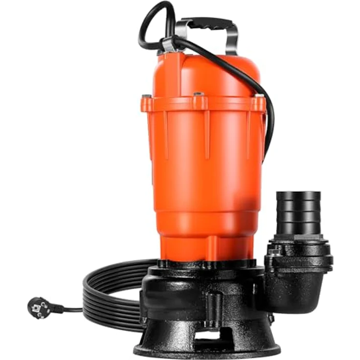 VEVOR 550W Tauchpumpe, 18000l/h Gusseisen-Schmutzwasserpumpe mit 5,08cm Auslass und 10m max. Förderhöhe für Pools, Gärten, Teiche und überflutete Bereiche – Bild 1