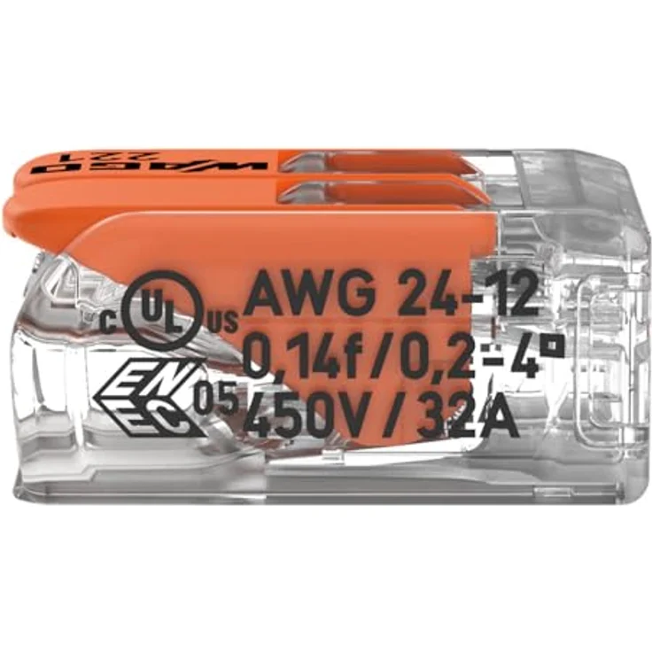 Wago Compact Hebelklemme 221-412, 2 Leiter, 0,14 mm² - 4 mm², 16 Stück, platzsparend und werkzeuglos lösbar – Bild 4