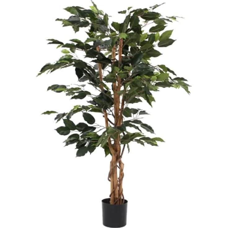 Mica decorations Ficus Benjamin im Kunststofftopf Kunstpflanze, Polyester, grün 65 x 65 x 110 cm