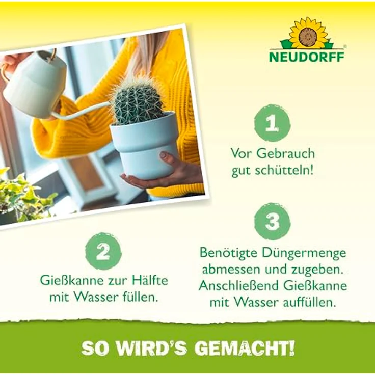 Neudorff Azet Kakteen- & SukkulentenDünger, Bio Dünger 250 ml für 50L Gießwasser, 100 % organisch und vegan mit Dosierbecher – Bild 5