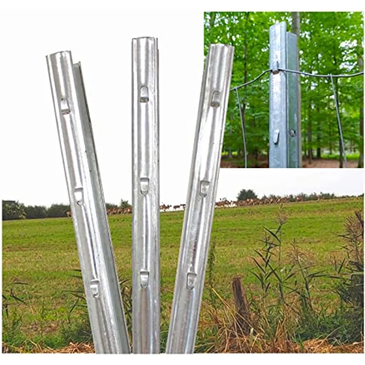 TRUTZHOLM Z-Profil Zaunpfosten 215 cm verzinkt, 30er Set mit stabilen Haken für Wildzaun und Weidezaun, Silber – Bild 1