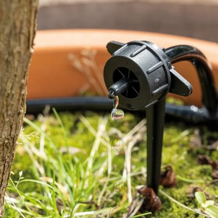 Esotec Solar Bewässerungssystem Kit Waterdrops, automatische Tröpfchenbewässerung für 50 Pflanzen, 48m Schlauch, mehrere Bewässerungsmodi, inklusive Solarmodul und Wasserstandssensor 101120 – Bild 2