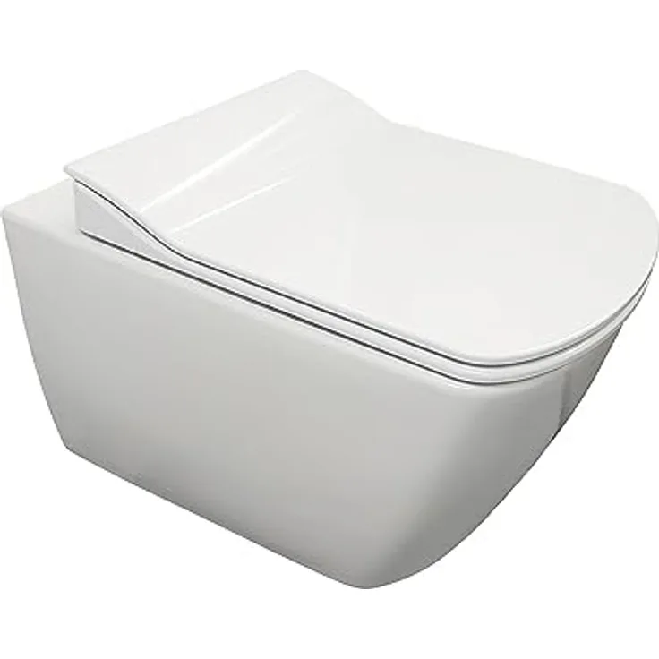 Creavit Design RimOff Hänge WC mit Taharet Edelstahl-Düse (Bidet) Weiß