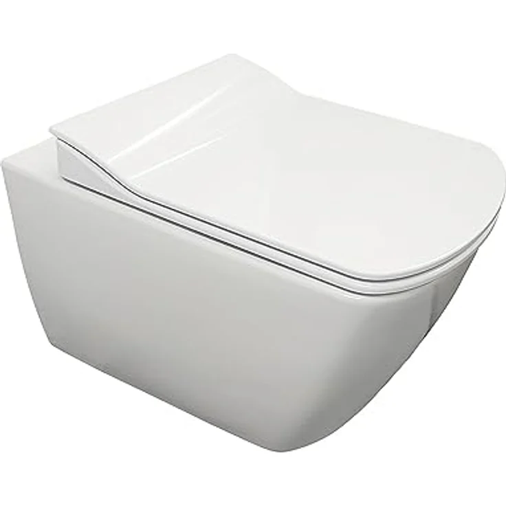 Creavit Design RimOff Hänge WC mit Taharet Edelstahl-Düse (Bidet) Weiß – Bild 1