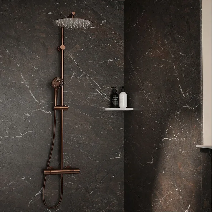 Wetwall Duschrückwand Elite Rosso Levanto, Wasserdichtes Wandpaneel mit einfacher Montage ohne Bohren, fugenfreies Design