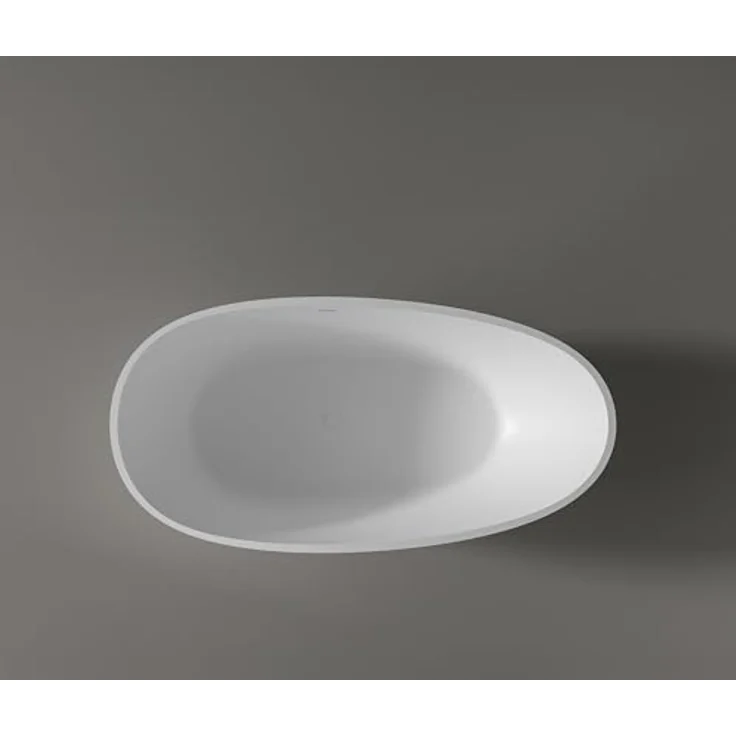 Bernstein VELA Freistehende Badewanne, Mineralguss Solid Stone, Weiß Matt, 170x86 cm, mit Pop-up-Verschluss und Überlauf – Bild 3