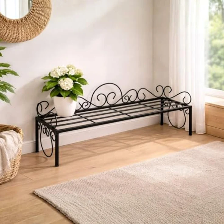 Blumenregal Metall Schwarz 75 cm Blumenständer Mi Blumenbank Blumentreppe Pflanzentreppe Blumenhocker Pflanzenständer - Dandibo – Bild 5