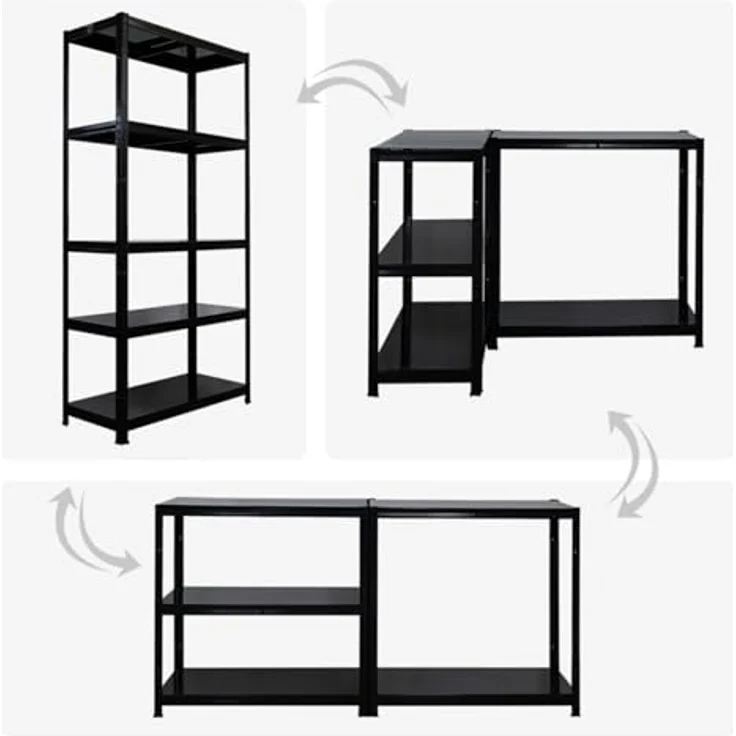 Proregal Metallregal Mega Deal Ragnar, 180x90x40 cm, 5 verstellbare Böden, Traglast 125 kg pro Boden, schwarz – Bild 5